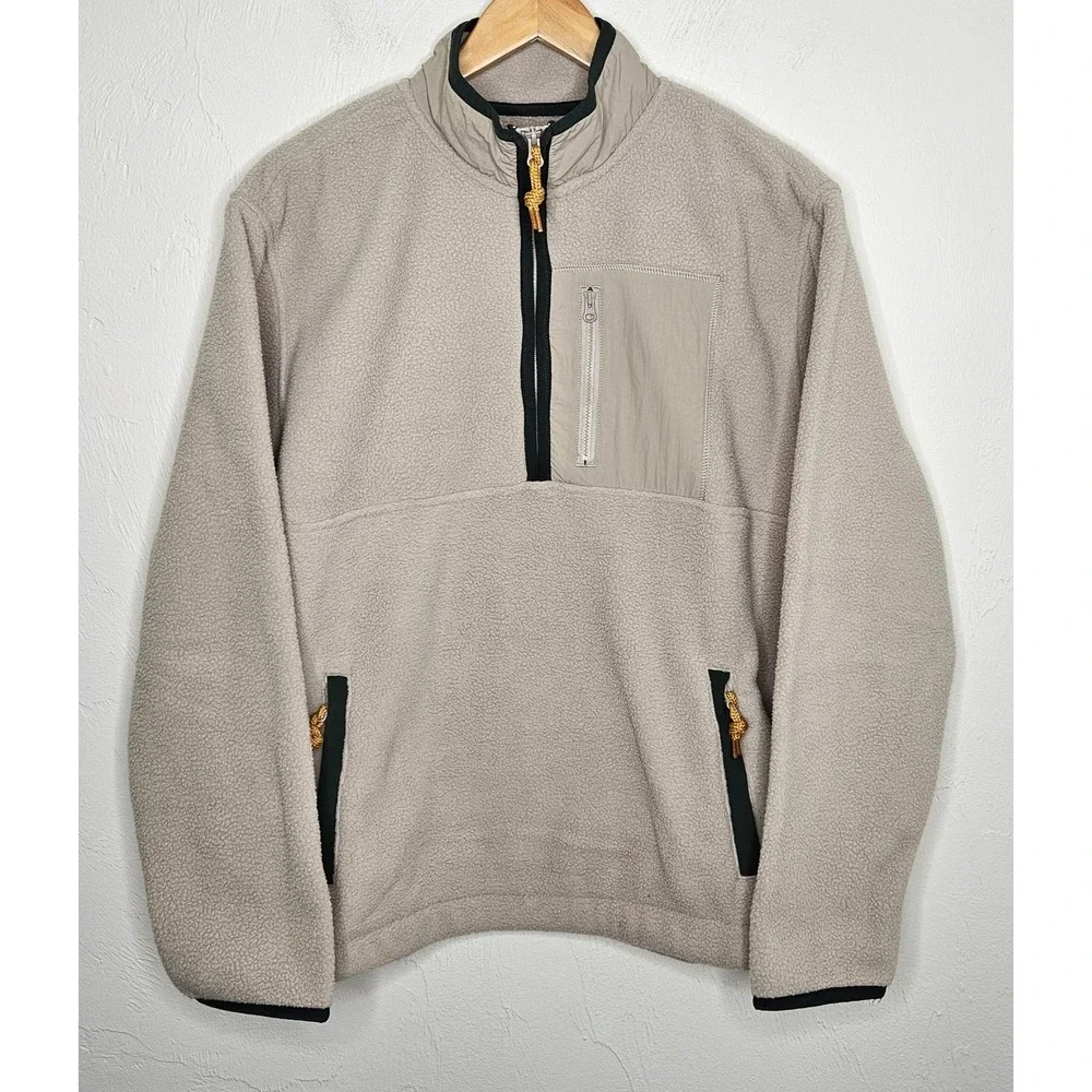 *NEW w/Tags GAP Men's Size Medium Half Zip Fleece‎ Pullover Beige/Quail Pockets